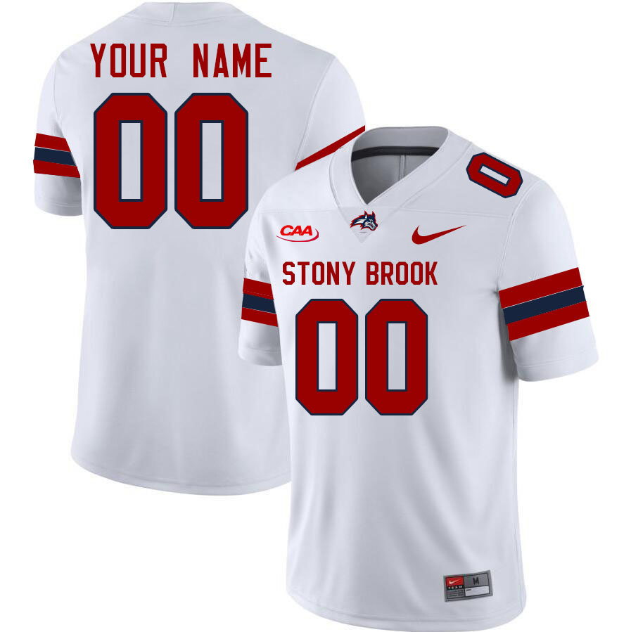 Custom Stony Brook Seawolves Name And Number Football Jerseys-White
